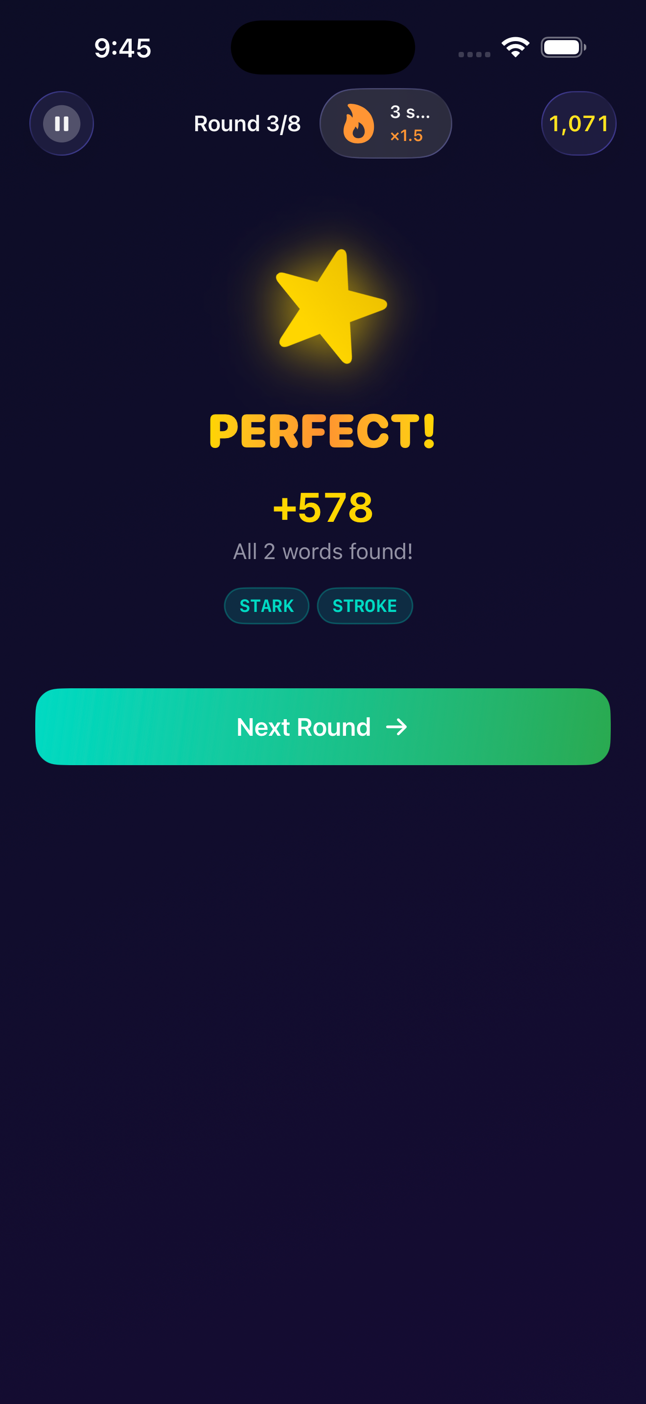 Perfect round - all words found