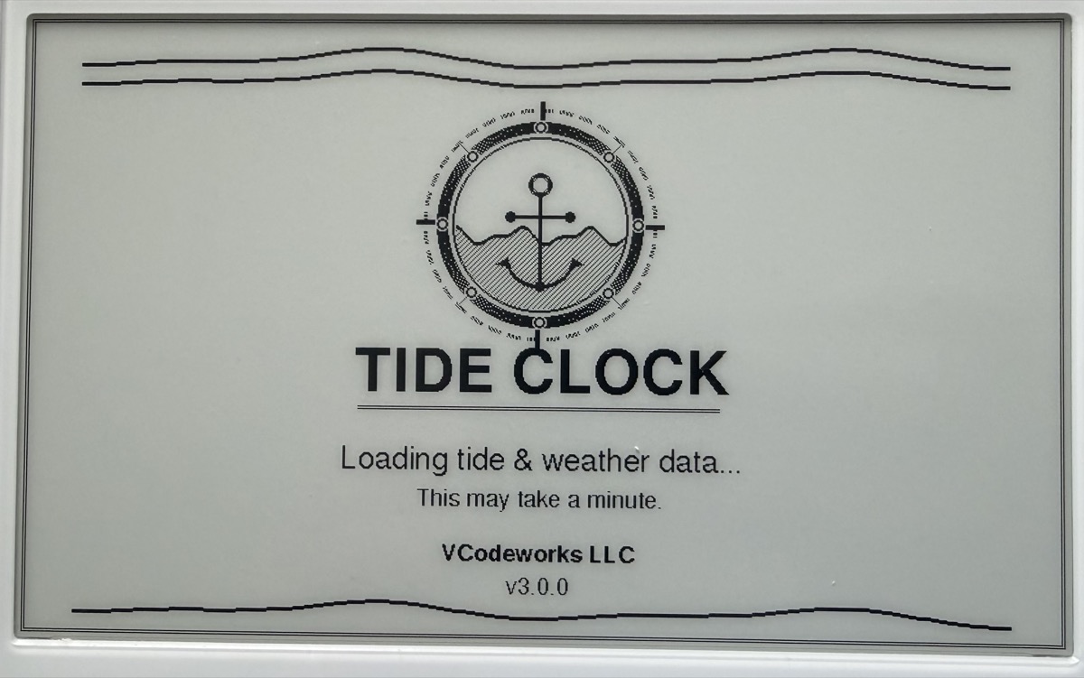 Tide Clock splash screen with anchor logo